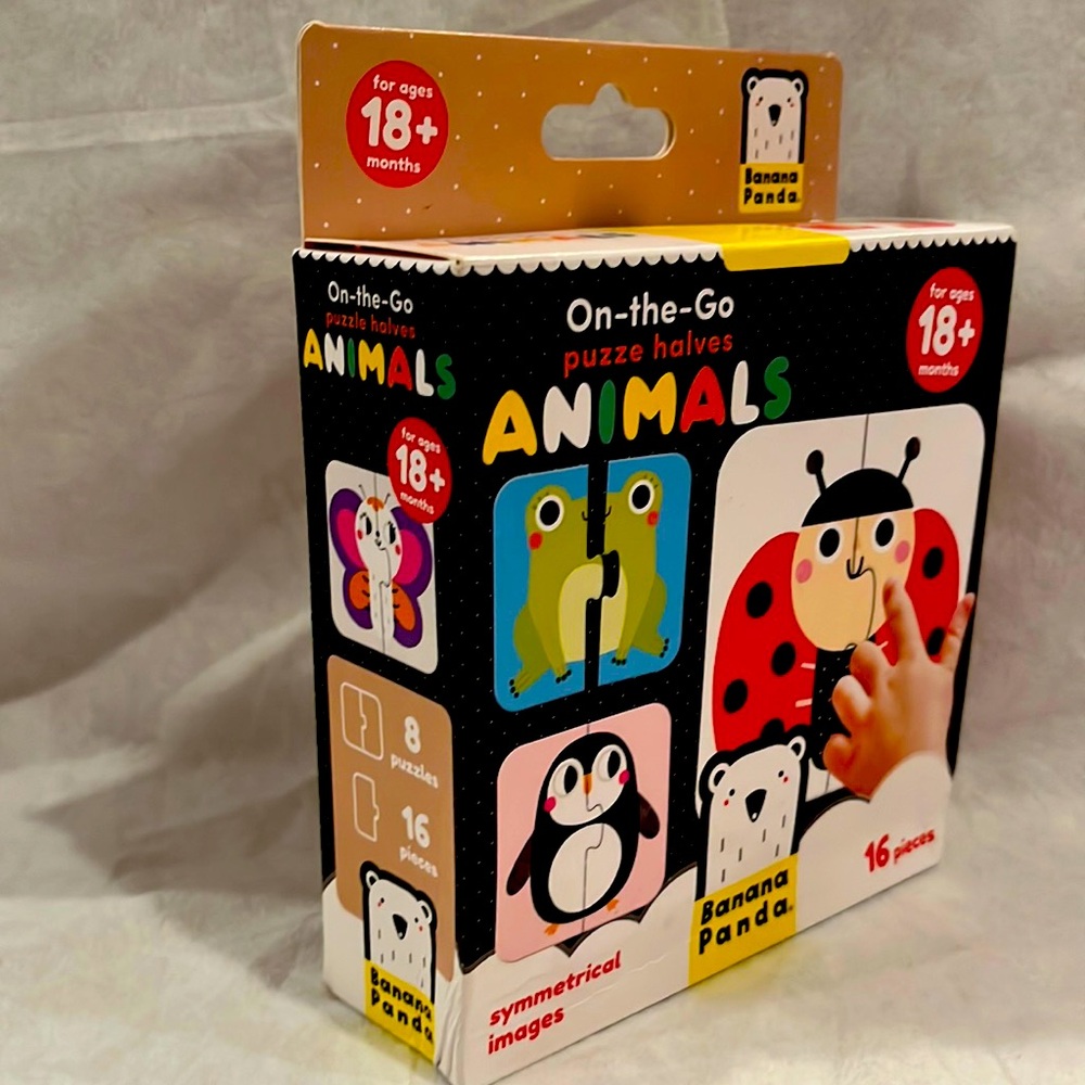 Banana panda on the go puzzle has animals. 16 piece learning puzzle game.